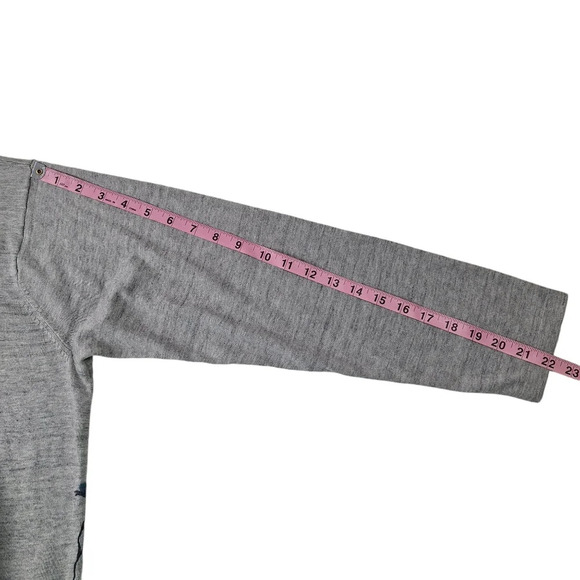 J. Jill XL Gray Grey Cotton Blend Blue Floral Pullover Scoop-Neck Sweater - Picture 13 of 14